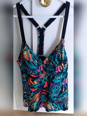 Neon Colors Plus Size Racerback Tankini Top 20W Heat Swimwear NWT